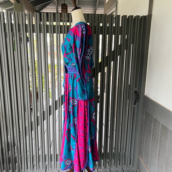 Jeanne Marc Dress Colorful 🌸❤️Pink Teal - Picture 6 of 14